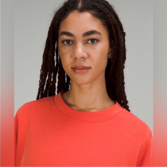 lululemon Softstreme Perfectly Oversized Cropped Crew Sweatshirt Solar Orange - Picture 4 of 16